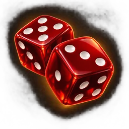 Golden dice used in the Crash Arcade Dice game