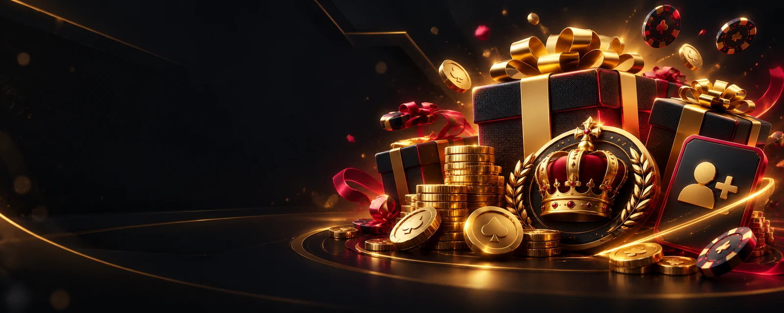 Crash Arcade promotions banner with gift boxes, coins and VIP badges