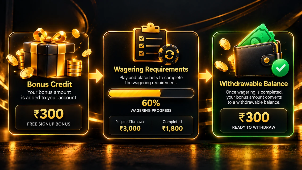 Diagram showing bonus credit converting to withdrawable balance