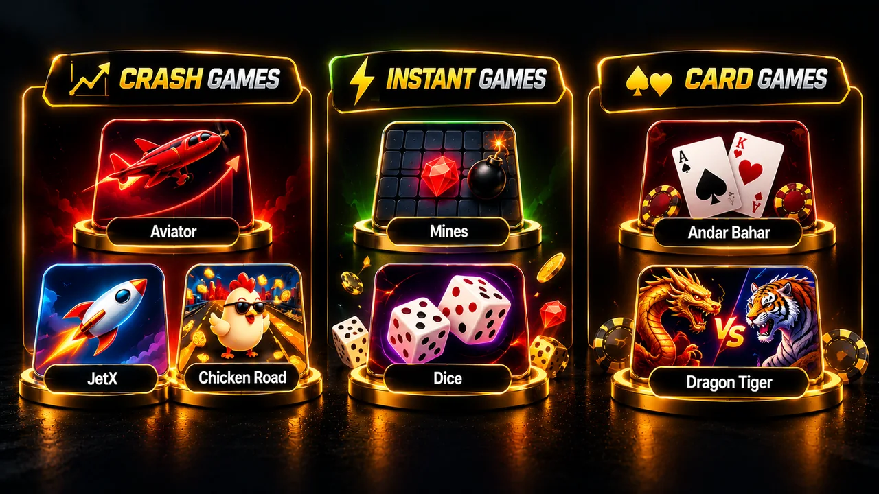 Crash, instant and card game categories