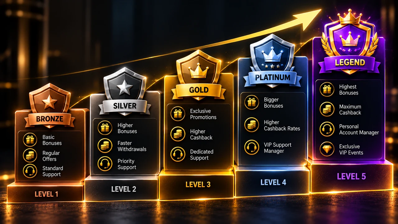 VIP tier ladder from bronze to legend