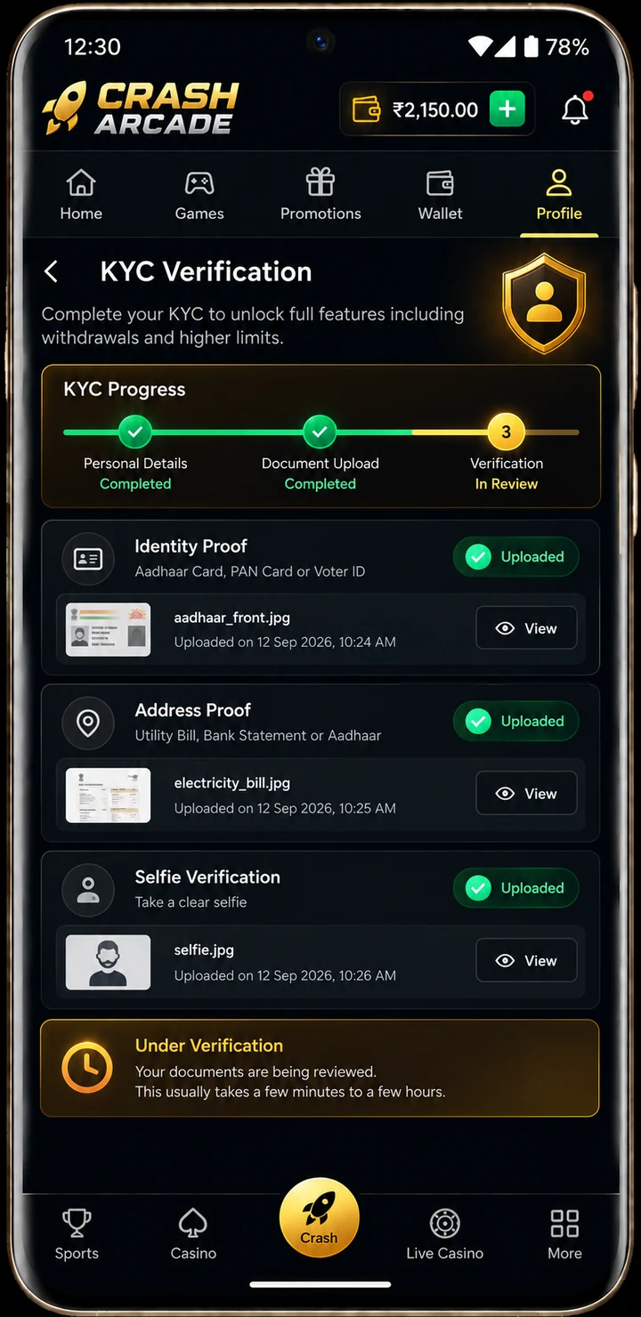 KYC verification screen