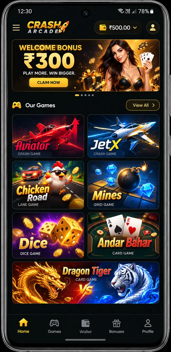 Crash Arcade game lobby on Android